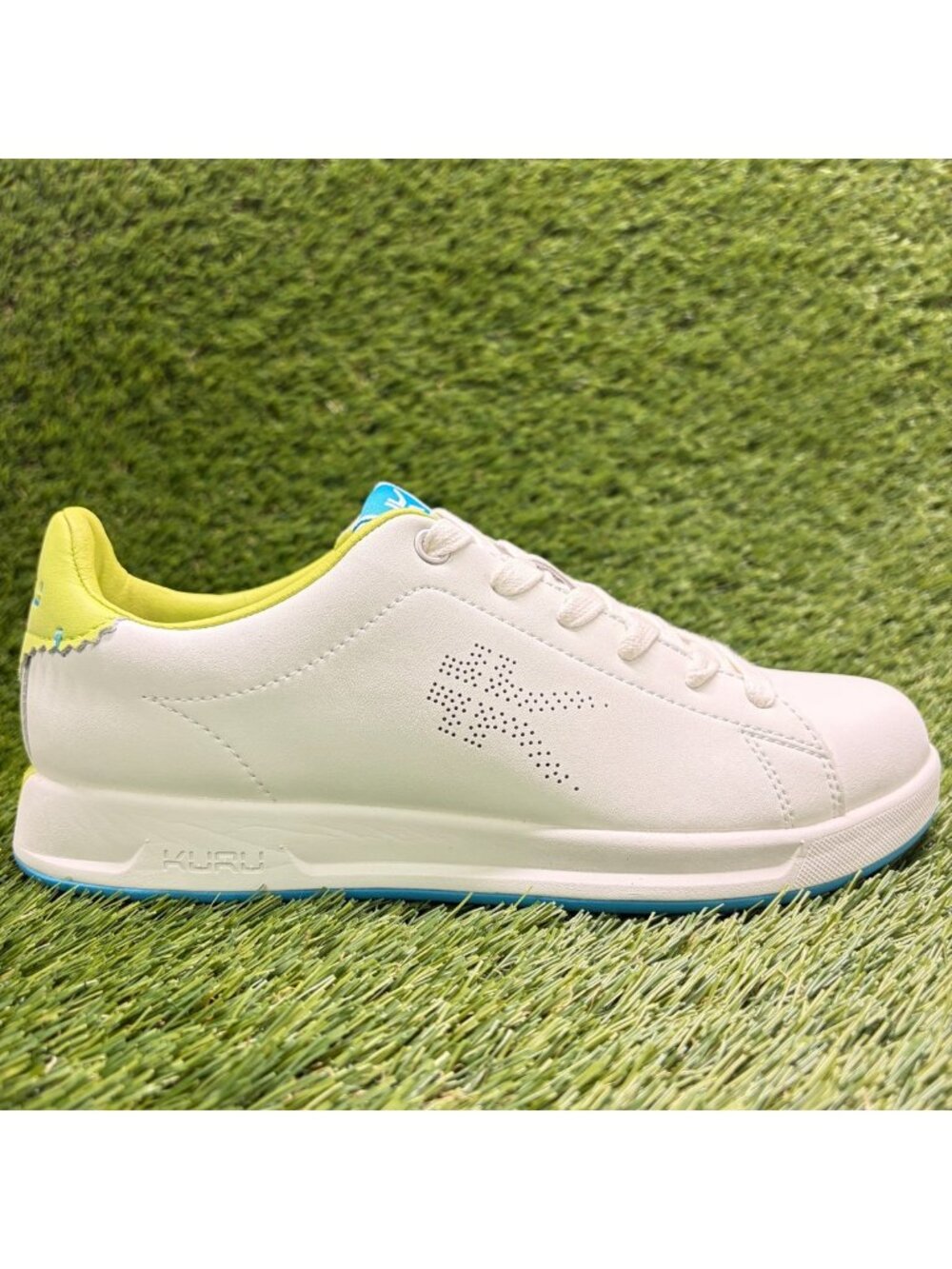 Kuru Roam Classic Court Womens Size 7 White Lime Athletic Leather Shoes Sneakers